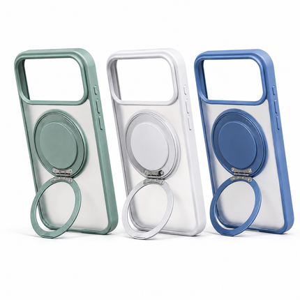 Frosted MagSafe Skal med Ringställ för iPhone 17 Air – Transparent 2-i-1 Design