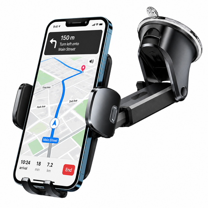 Justerbar Mobilhållare för Bil – Sugpropp, Teleskoparm & 360° Rotation