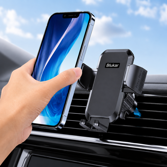 Blukar Mobilhållare för Bil – Luftventilsfäste med 360° Rotation & Snabbfäste