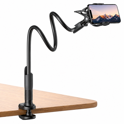 Flexibel Mobilhållare med Lång Arm – 360° Justerbart Bords- & Sängfäste