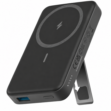 Magnetisk Powerbank 10 000mAh – Trådlös Laddning, 20W USB-C & Vikbart Stativ