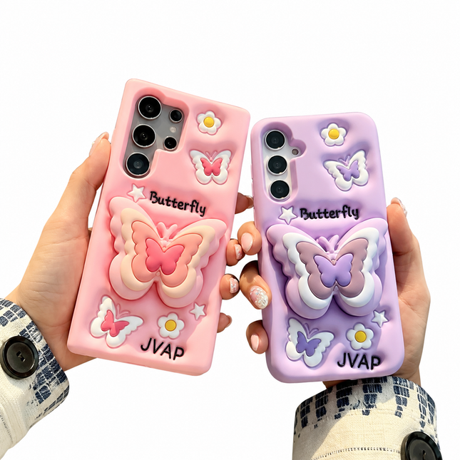 3D Butterfly Mobilskal – Färgglatt Fjärilsskal med Blommor
