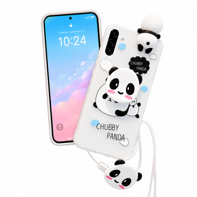 Panda Mobilskal med 3D-design & Handledsrem – Cute Phone Case