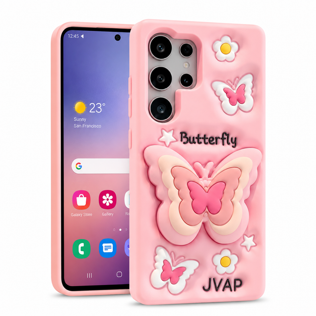 3D Butterfly Mobilskal – Färgglatt Fjärilsskal med Blommor