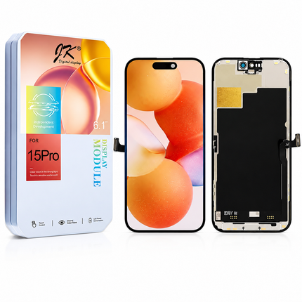 JK Premium LCD Display för iPhone 15 Pro – Komplett Skärmmodul