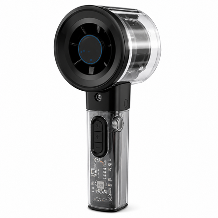 Handhållen Minifläkt 2026 – Spraykylning, 100 Hastigheter, Transparent Design & USB-C Laddning
