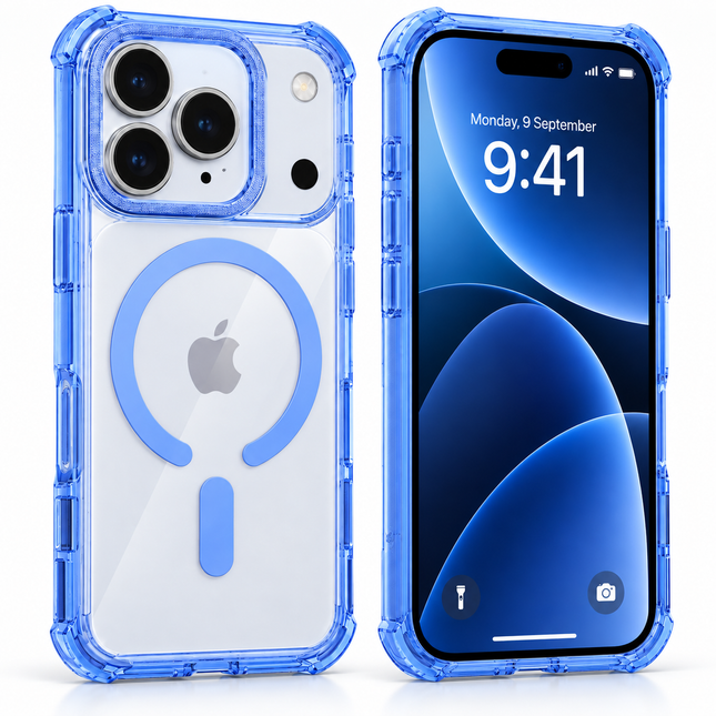 Magnetiskt skal med kameraskydd för iPhone 18 Pro / iPhone 17 Pro – Ljusblå