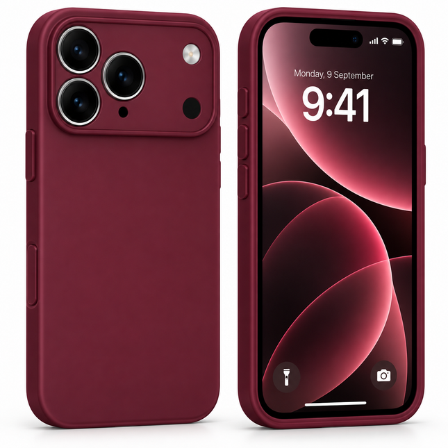 Heltäckande mobilskal för iPhone 18 Pro / iPhone 17 Pro – Vinröd
