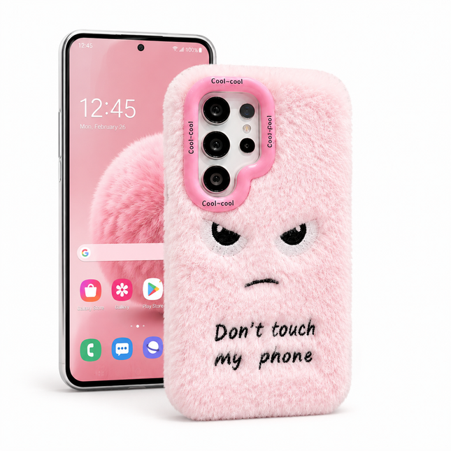 Rosa Fluffigt Mobilskal – Cute Furry Phone Case