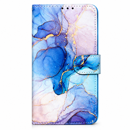 Elegant Marmor Plånboksfodral för iPhone 17 Pro & 17 Pro Max – Blå Design