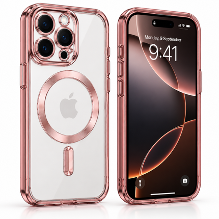 MagSafe-silikonskal med linsskydd för iPhone 18 Pro Max – Roséguld